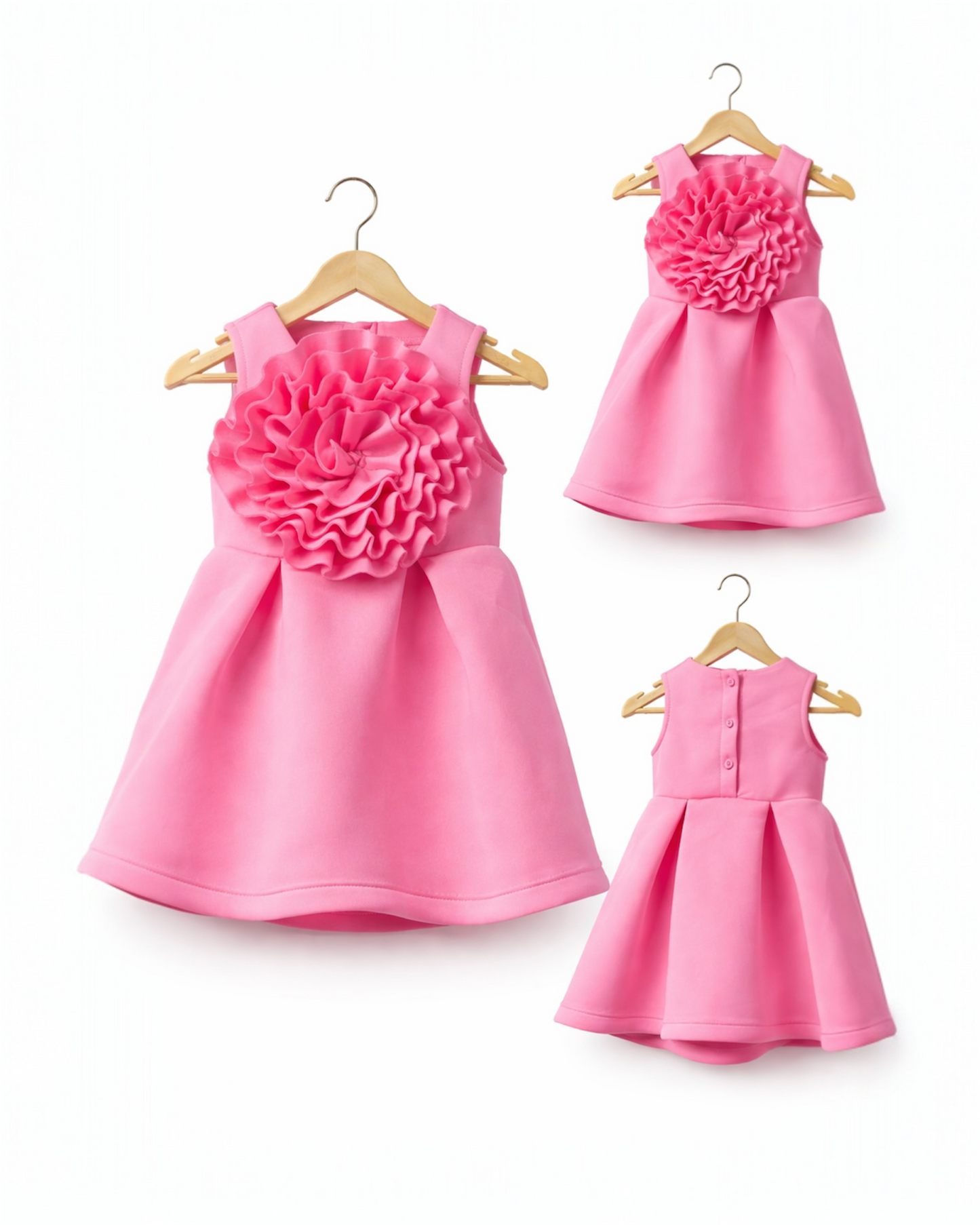 Pink Sleeveless Flower Frock