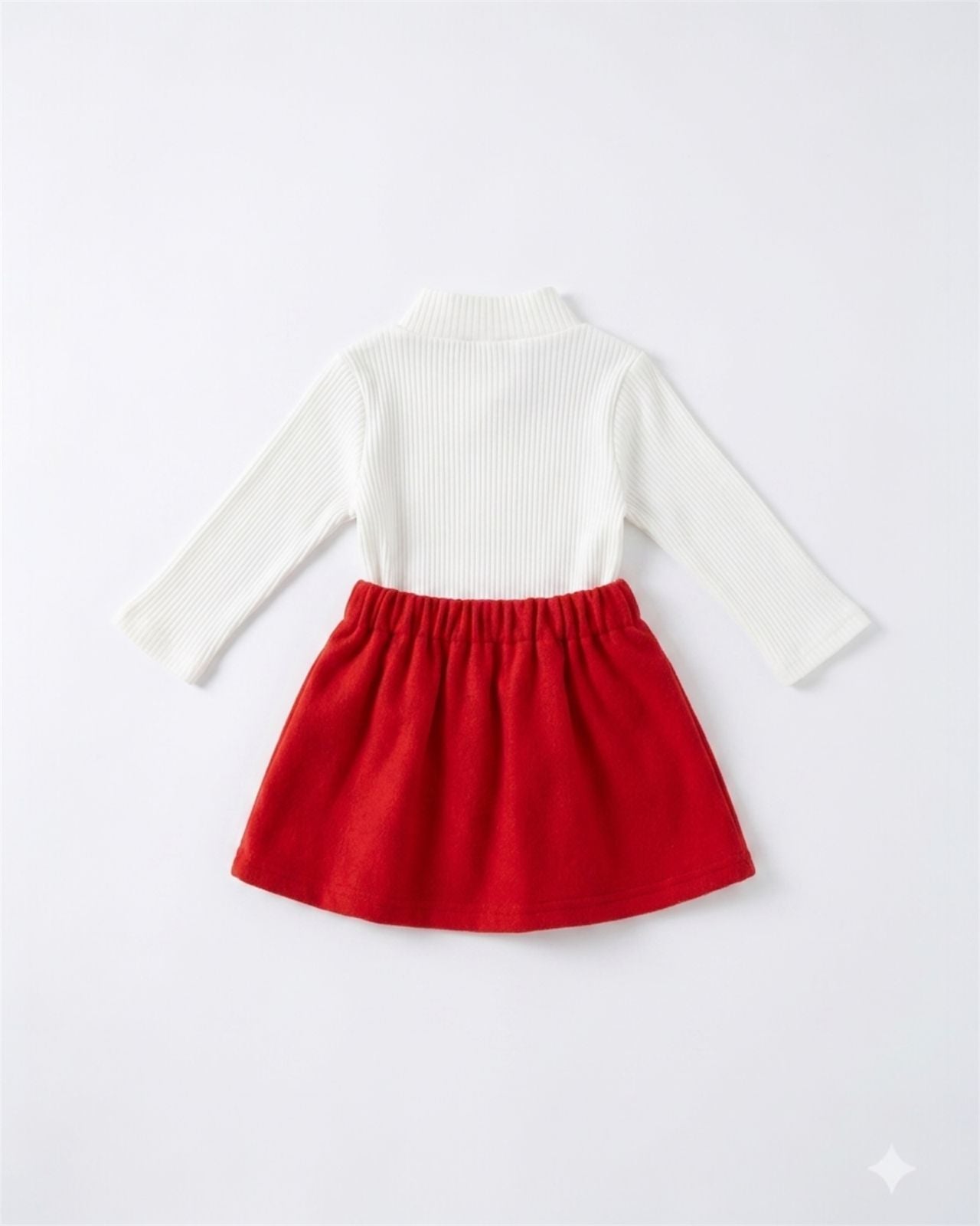 Red heart Knit Top & Floral Skirt Set for Girls
