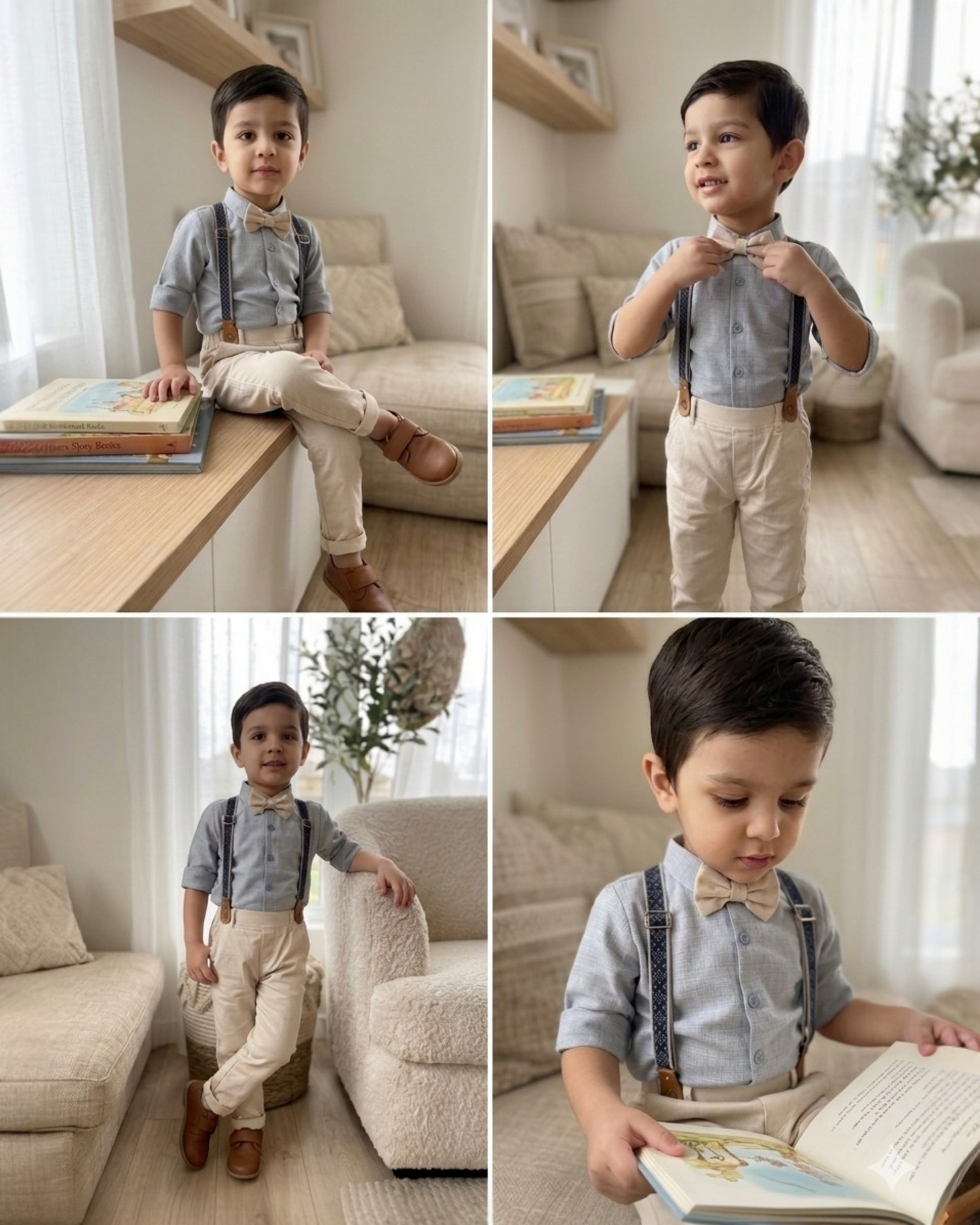 Signature Beige Suspender Set