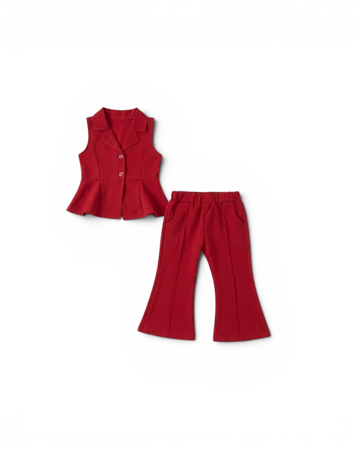 Red Sleeveless top with bell bottom pants