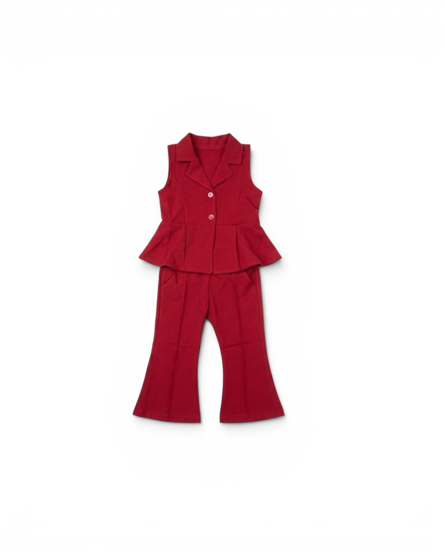 Red Sleeveless top with bell bottom pants