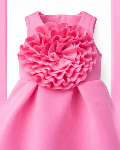 Pink Sleeveless Flower Frock