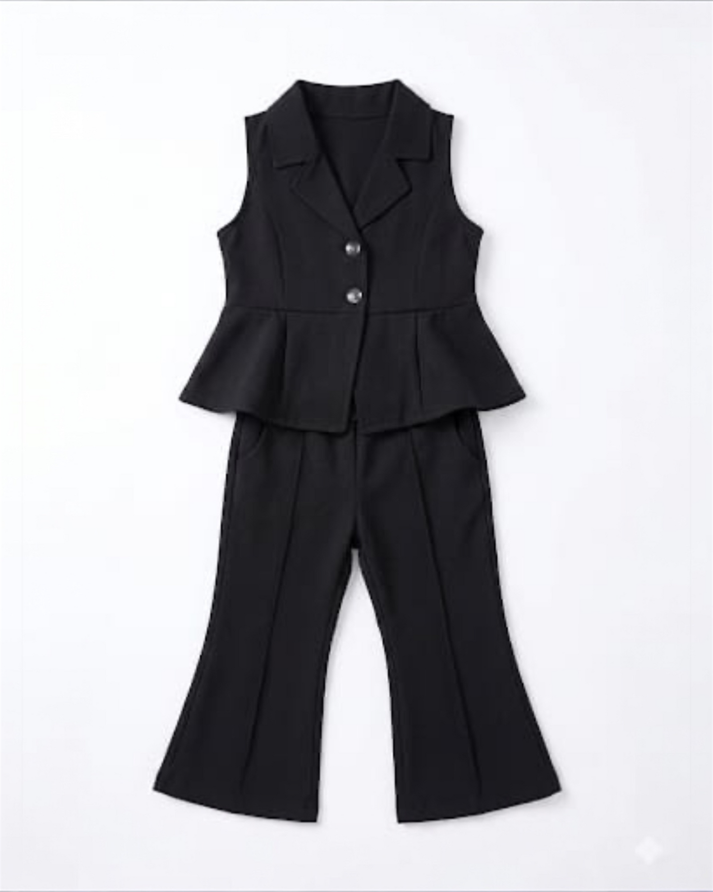 Black Sleeveless top with bell bottom pants