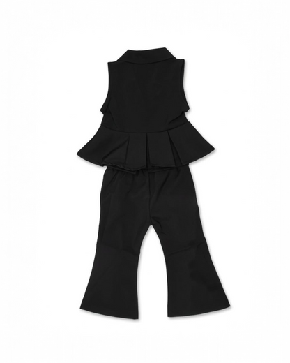 Black Sleeveless top with bell bottom pants