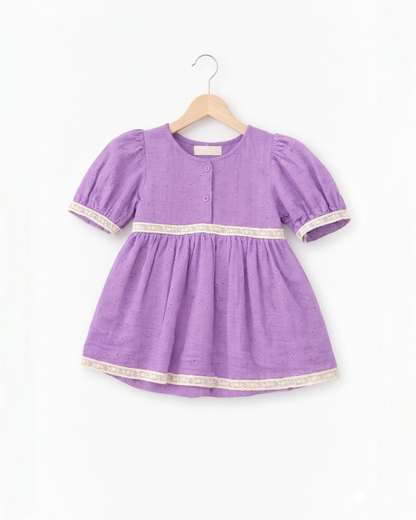 Lavender Lace Trim Baby Dress