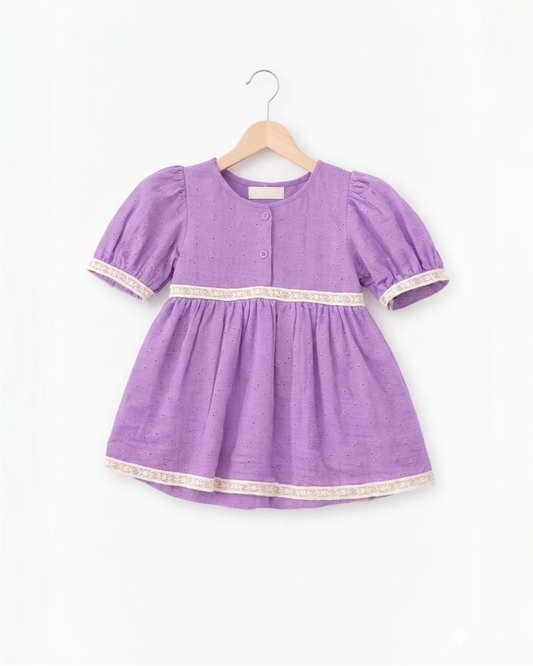 Lavender Lace Trim Baby Dress