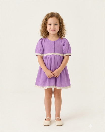 Lavender Lace Trim Baby Dress