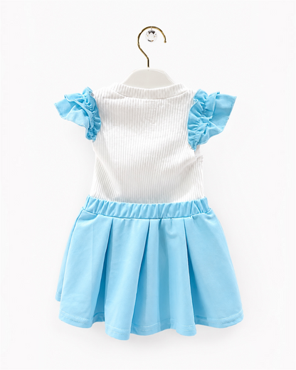 Sky Blue Elegance Bow Dress Set for Girls