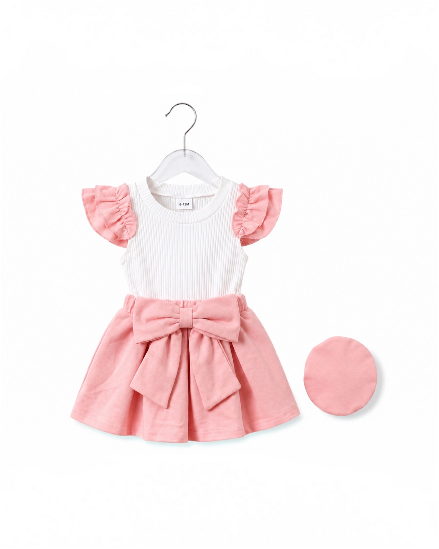 Rosé Elegance Bow Skirt Set for girls