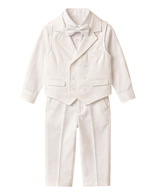 Formal white vest suit set