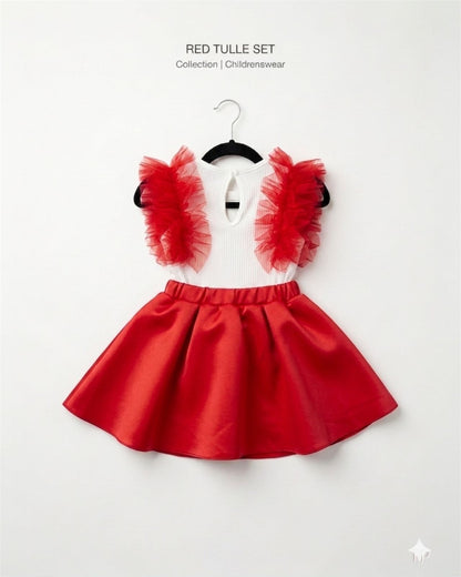 Red Ruffle Top & Skirt Set
