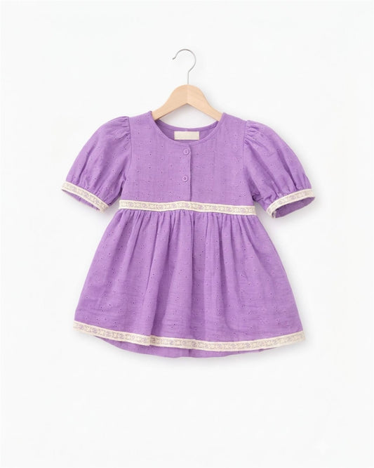 Lavender Lace Trim Baby Dress