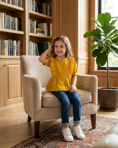 Mustard Ruffle Peplum Top