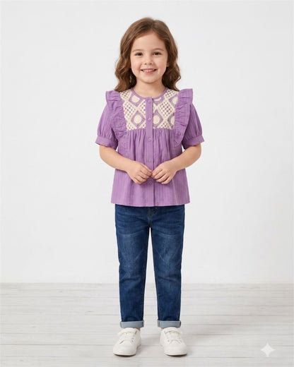Lavender Lace Detail Girls Top