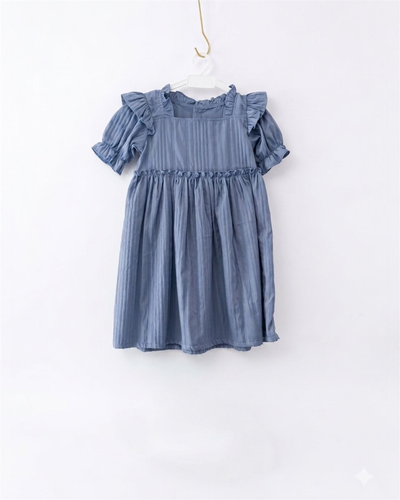 Dusty Blue Ruffle Sleeve Dress