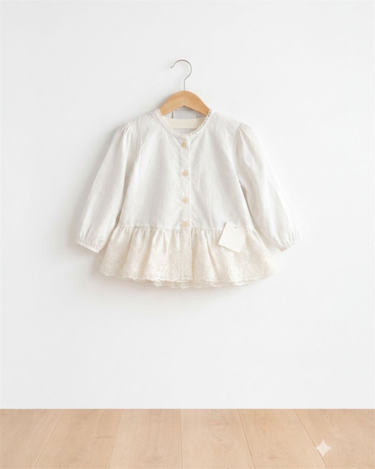 White Lace Hem Top for Girls