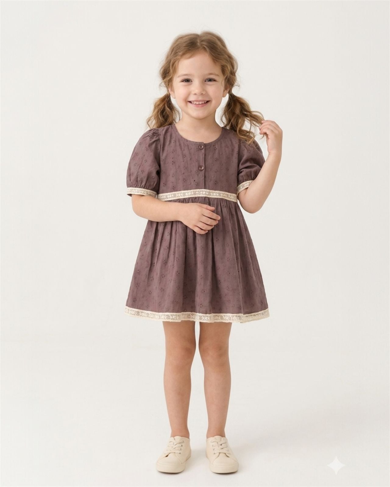 Luxury Cotton Lace Detail Girls Dress