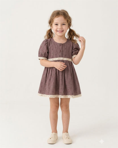 Luxury Cotton Lace Detail Girls Dress