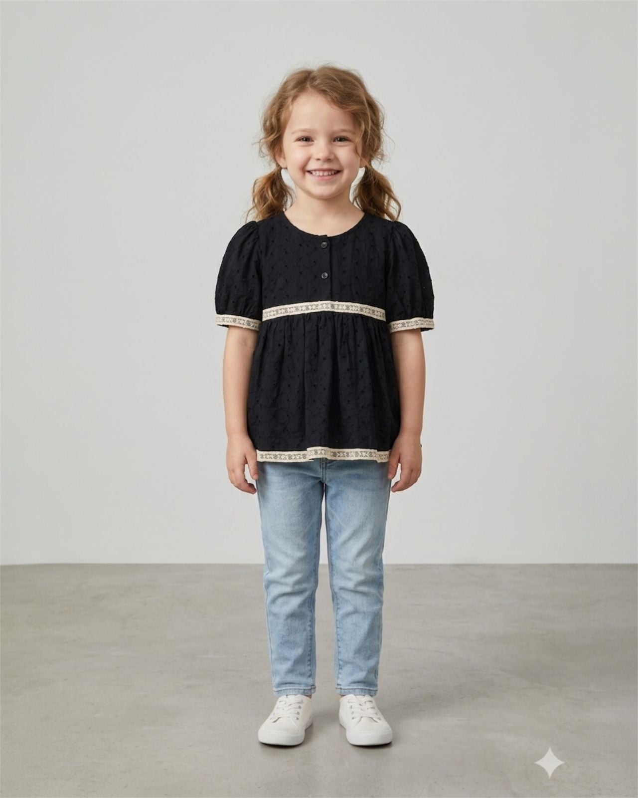 Midnight Noir Eyelet Empire Top