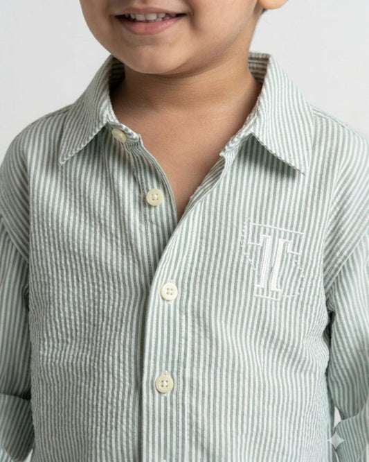 Mint Stripe Classic Shirt for Boys