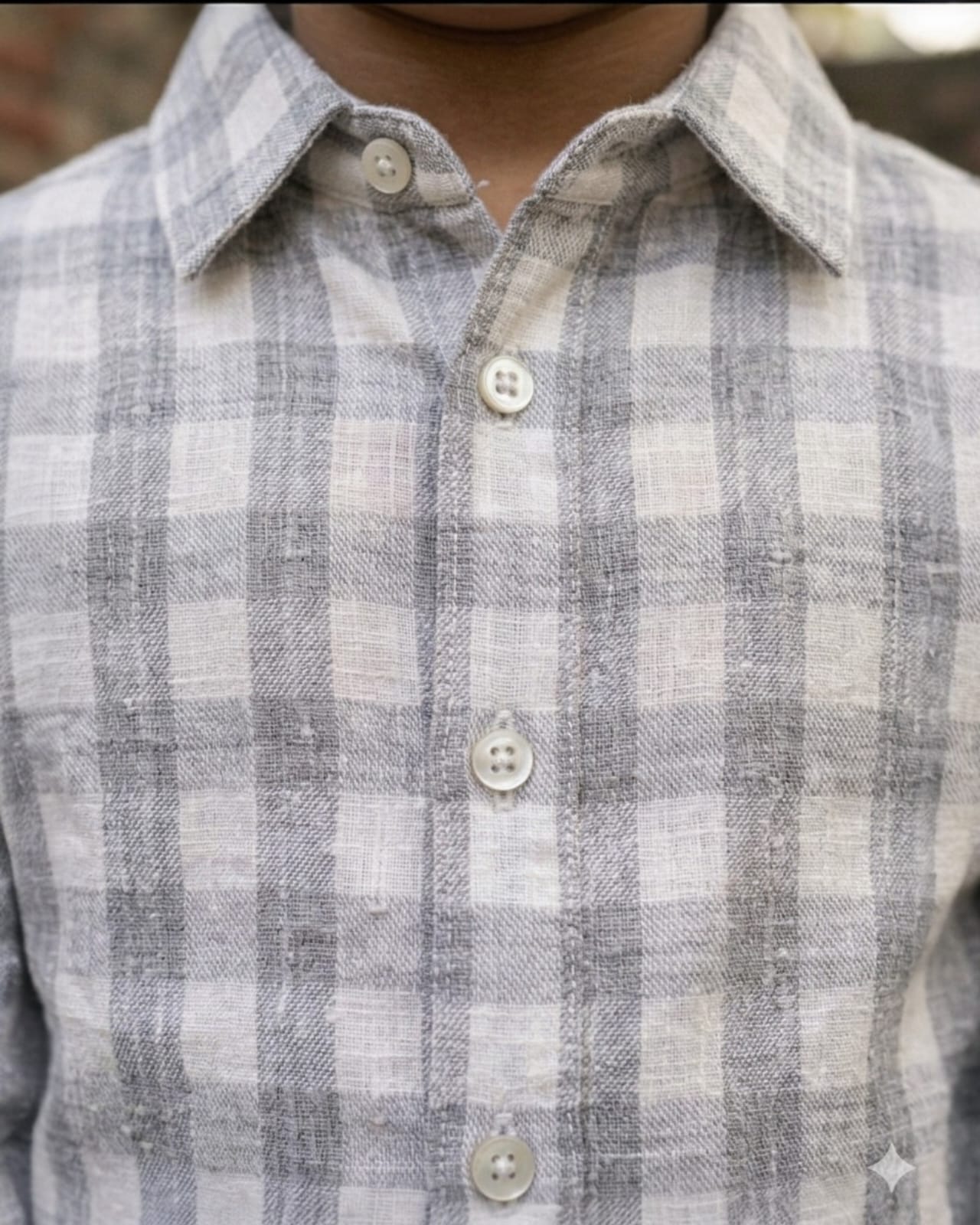 Classic White & Grey Checkered Shirt for Boys
