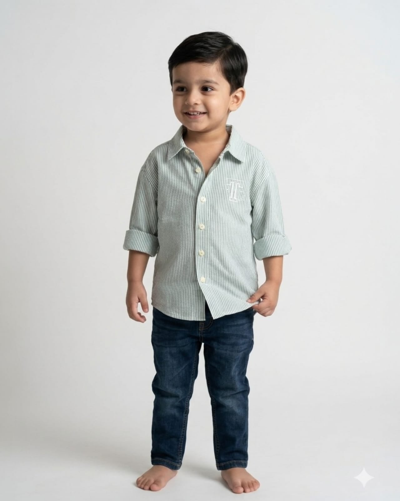 Mint Stripe Classic Shirt for Boys