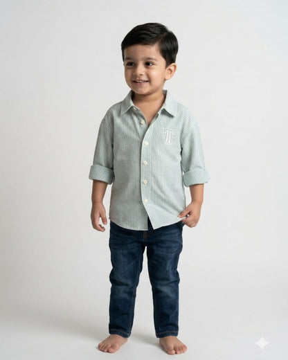Mint Stripe Classic Shirt for Boys
