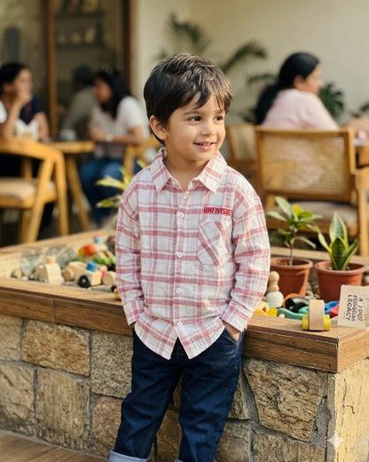 Checkered Casual Pink Shirt for Boys