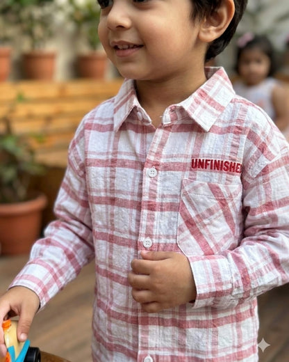 Checkered Casual Pink Shirt for Boys