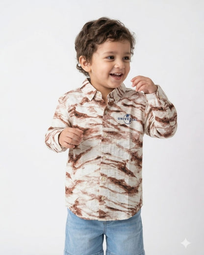 Marble Print Classic Kids Shirt for Boys