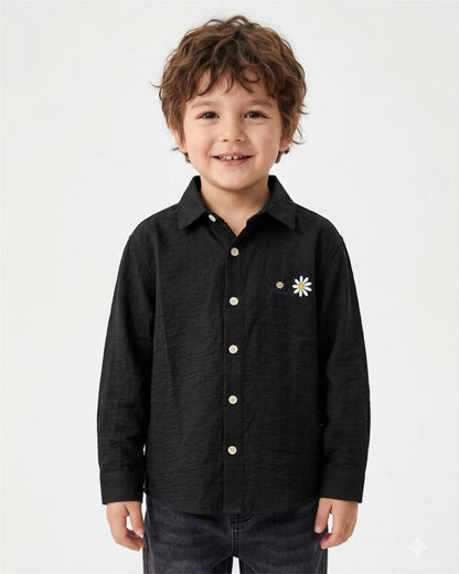 Daisy Charm Black Shirt for Boys