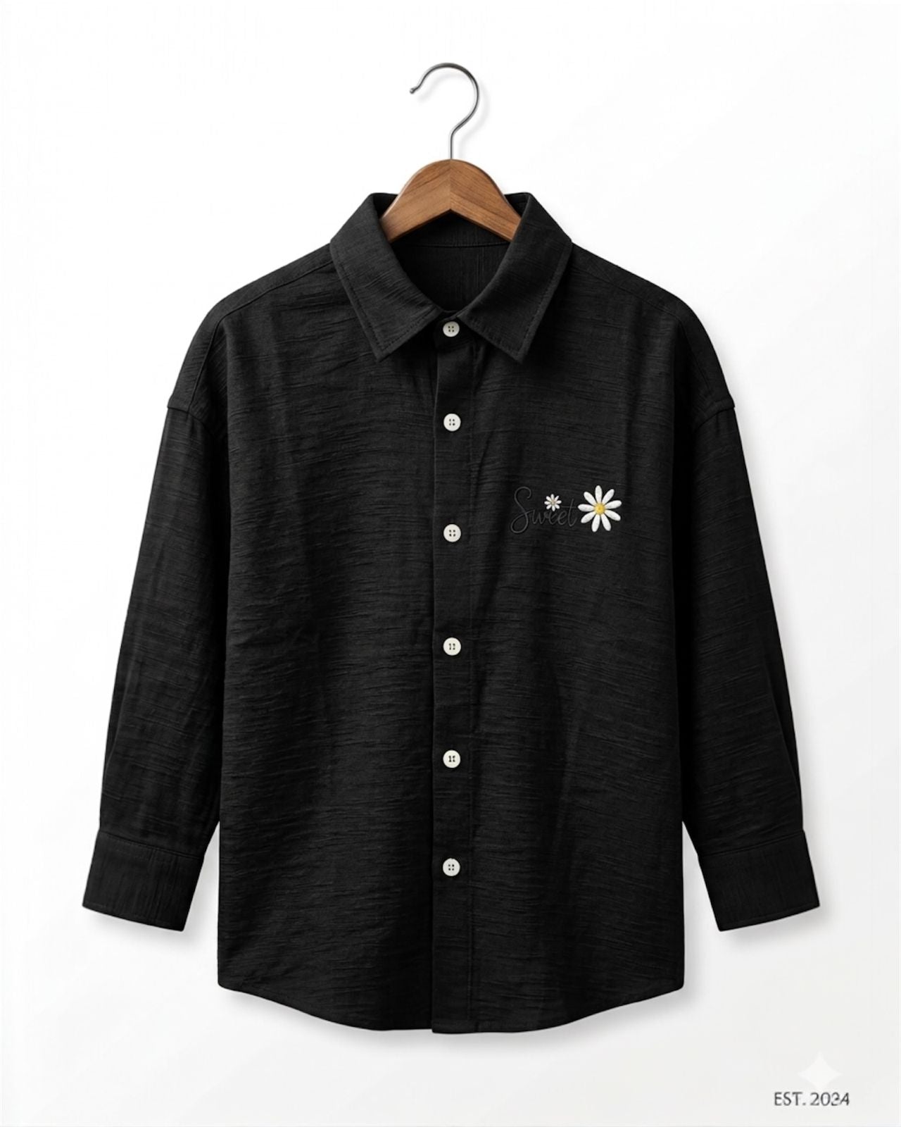 Daisy Charm Black Shirt for Boys