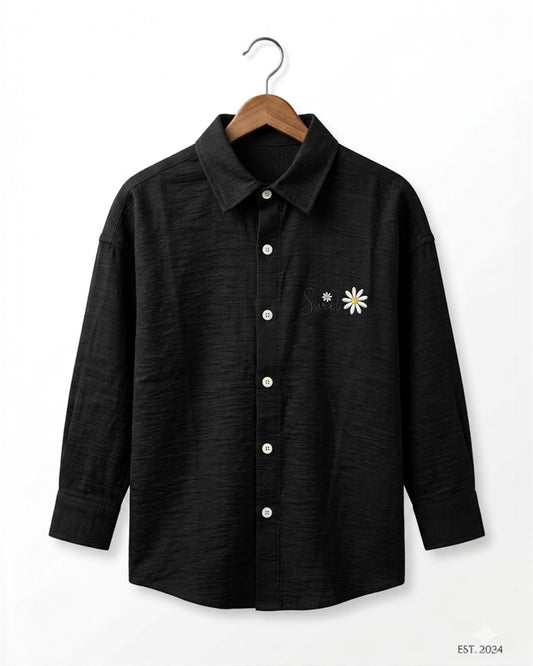 Daisy Charm Black Shirt for Boys