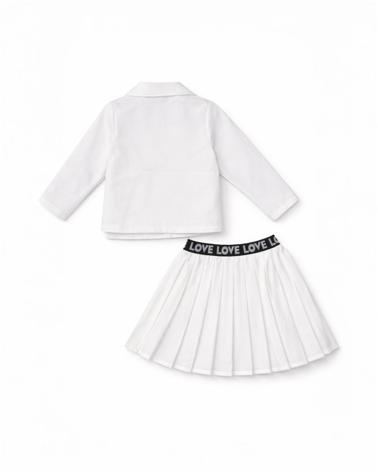 White Blazer Set with Inner Top & Matching Skirt