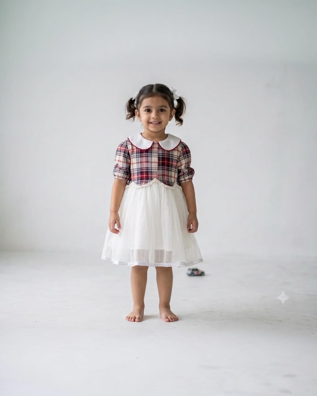 Plaid Tulle Party Dress for Girls