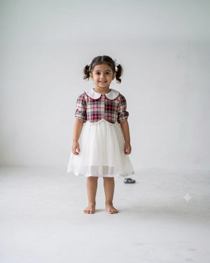 Plaid Tulle Party Dress for Girls