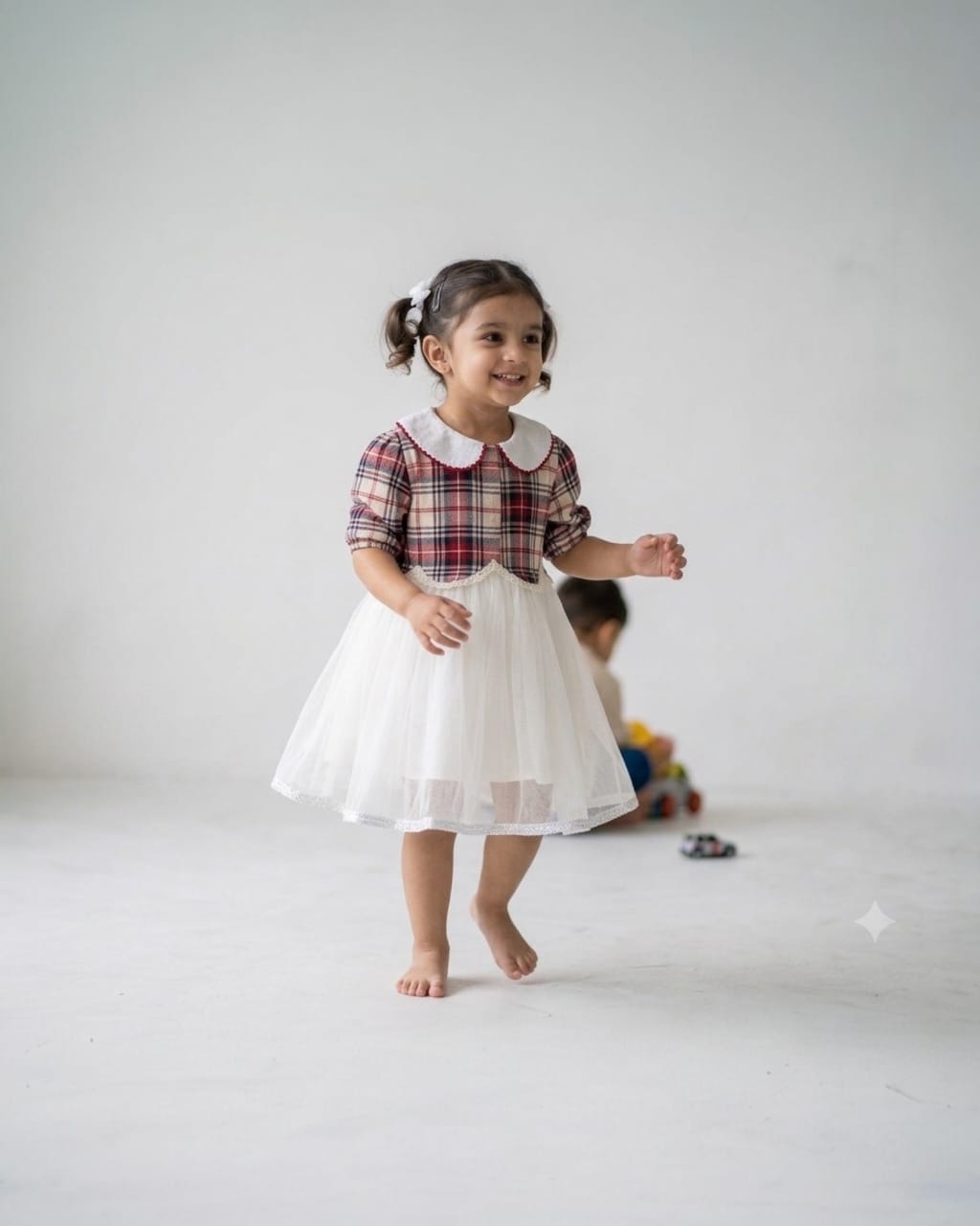 Plaid Tulle Party Dress for Girls