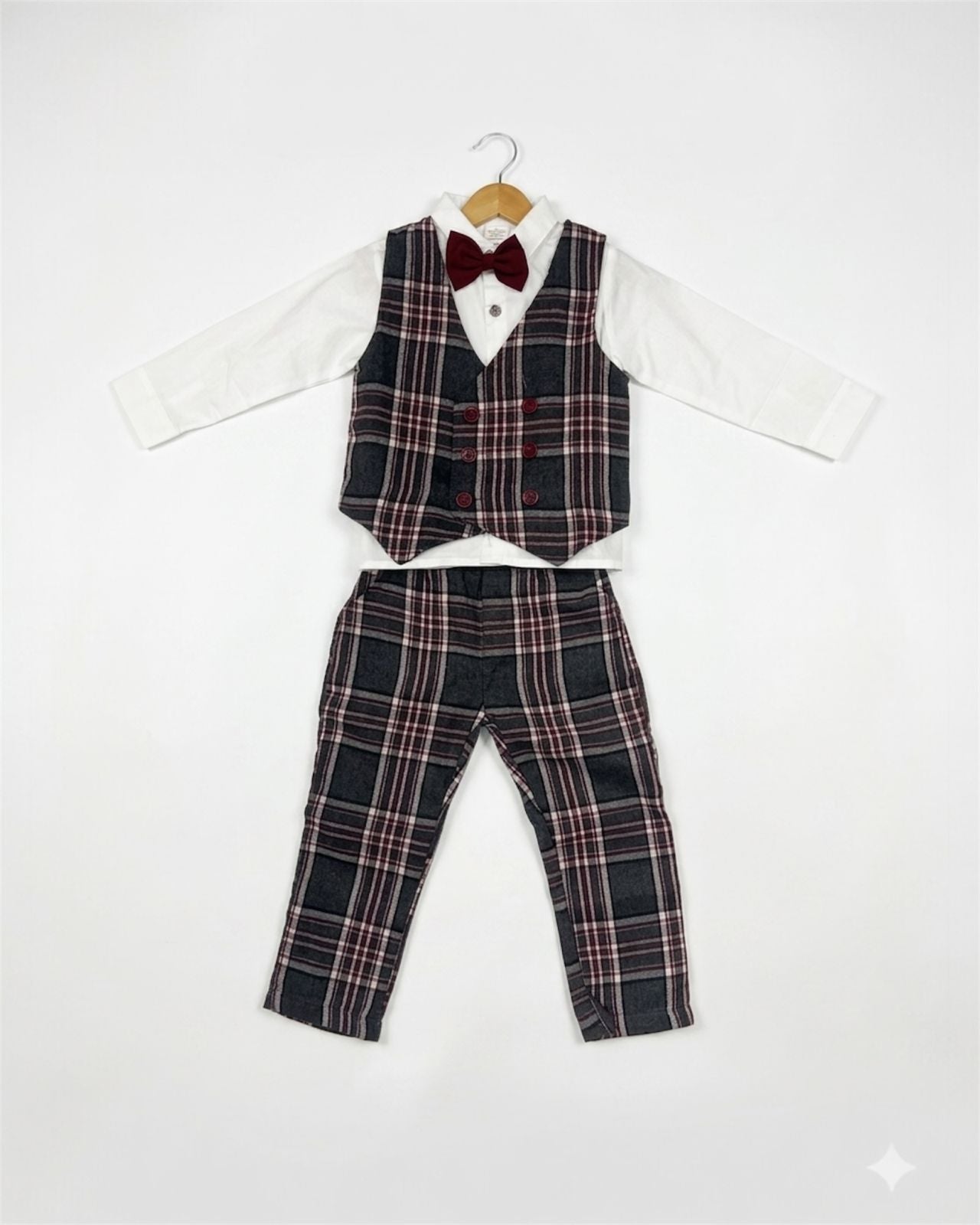 Formal Plaid vest suit set