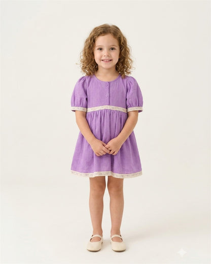 Lavender Lace Trim Baby Dress
