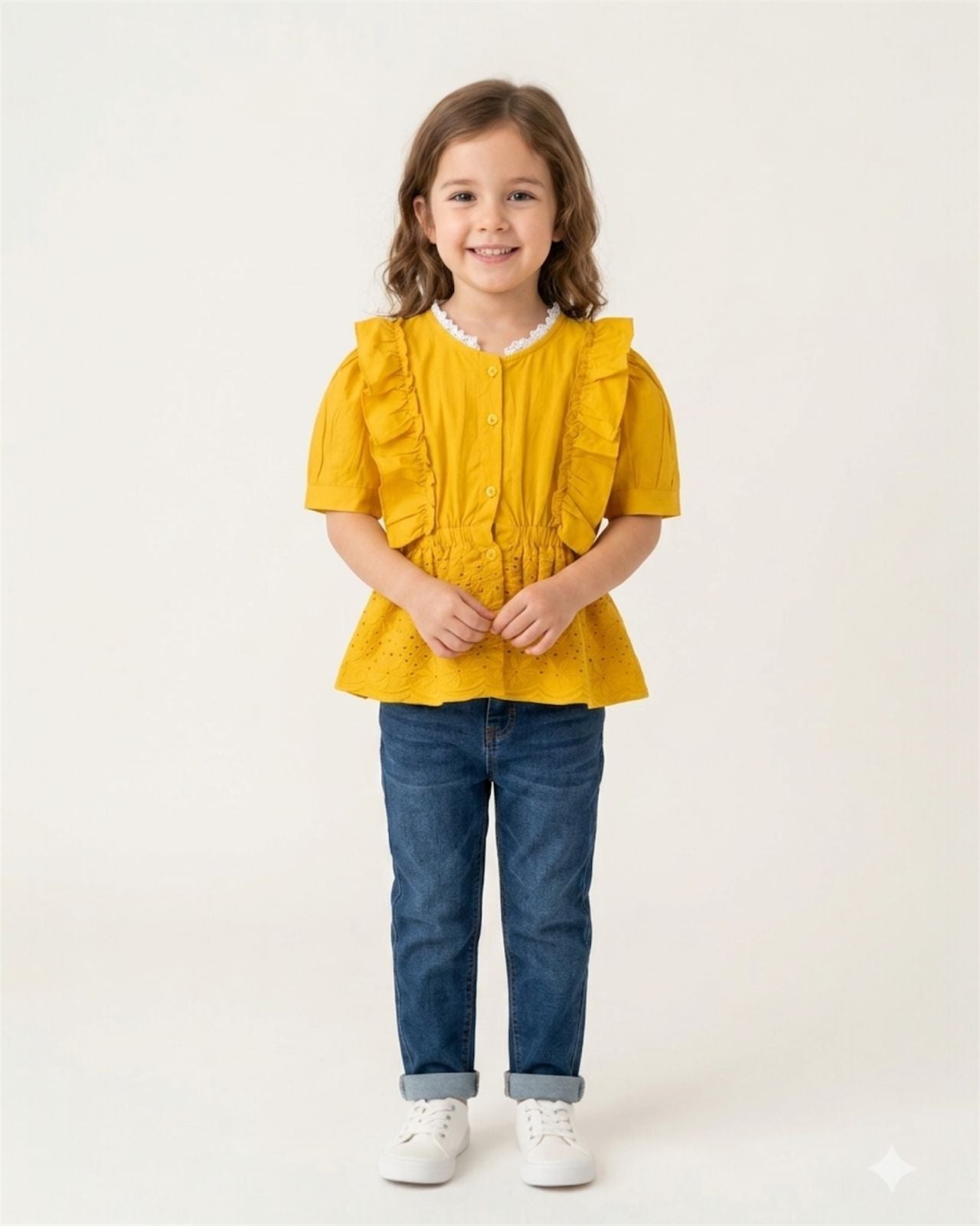 Mustard Ruffle Peplum Top