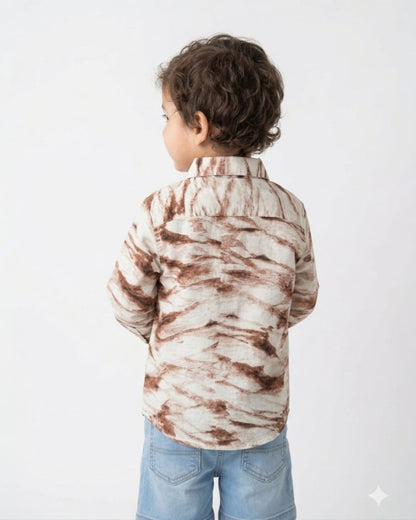 Marble Print Classic Kids Shirt for Boys