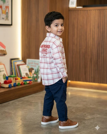 Checkered Casual Pink Shirt for Boys