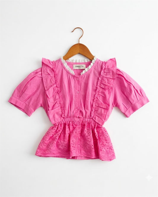 Blush Elegance Ruffle Peplum Top