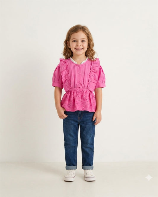 Blush Elegance Ruffle Peplum Top