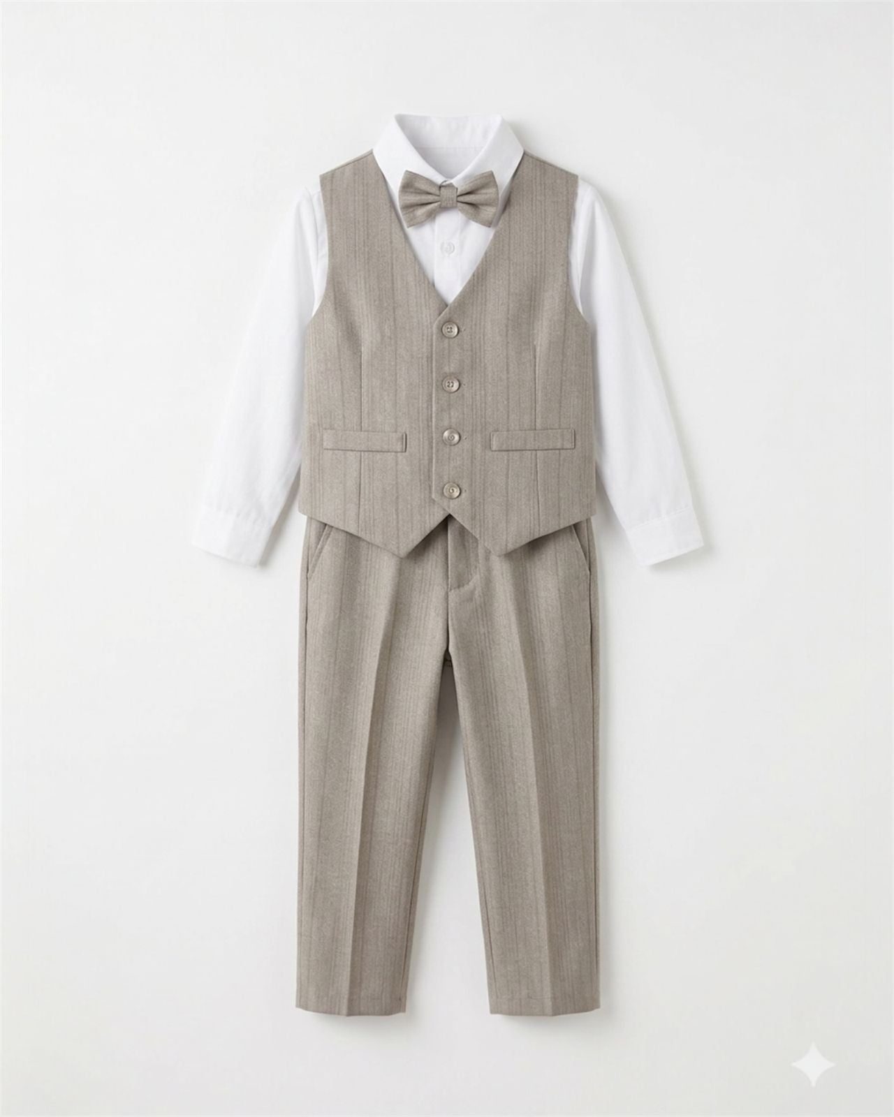 Formal light beige vest suit set